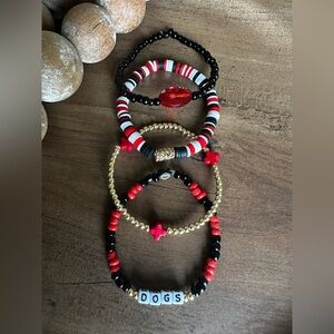 Game Day GEORGIA Bulldogs 4 Piece Red Black Gold Stretch Bracelet Set